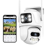 Security Camera Outdoor, 【6MP Dual Lens】 WiFi Wireless Outside Cameras with 3M Cord, IP66 Waterproof, 24/7 Recording, AI Human Tracking, Color Night, 2-Way Talk, 360°View, SD/Cloud