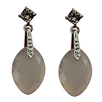 Carillon Rose Onyx Shape Gemstone Jewelry 10K, 14K, 18K Rose Gold Drop Dangle Earrings For Women/Girls