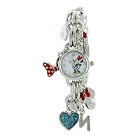 Disney MN2217 Minnie Mouse Silver Tone Charm Bracelet 3-Anag Analog Watch