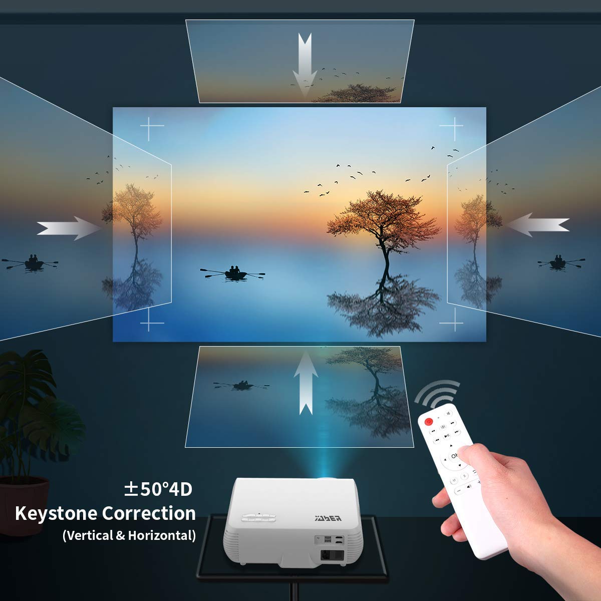 YABER Y30 Native 1080P Projector 8500L Full HD Video Projector 1920 x 1080, ±50° 4D Keystone Correction Support 4k & Zoom,LCD LED Home Theater Projector Compatible with Phone,PC,TV Box,PS4