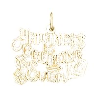 18K Yellow Gold Happiness is Breaking Even Saying Pendant, Made in USA
