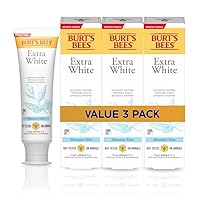 Burt's Bees Extra White Toothpaste, Fluoride Toothpaste, Natural Flavor, Mountain Mint, 4.7 oz, Pack of 3