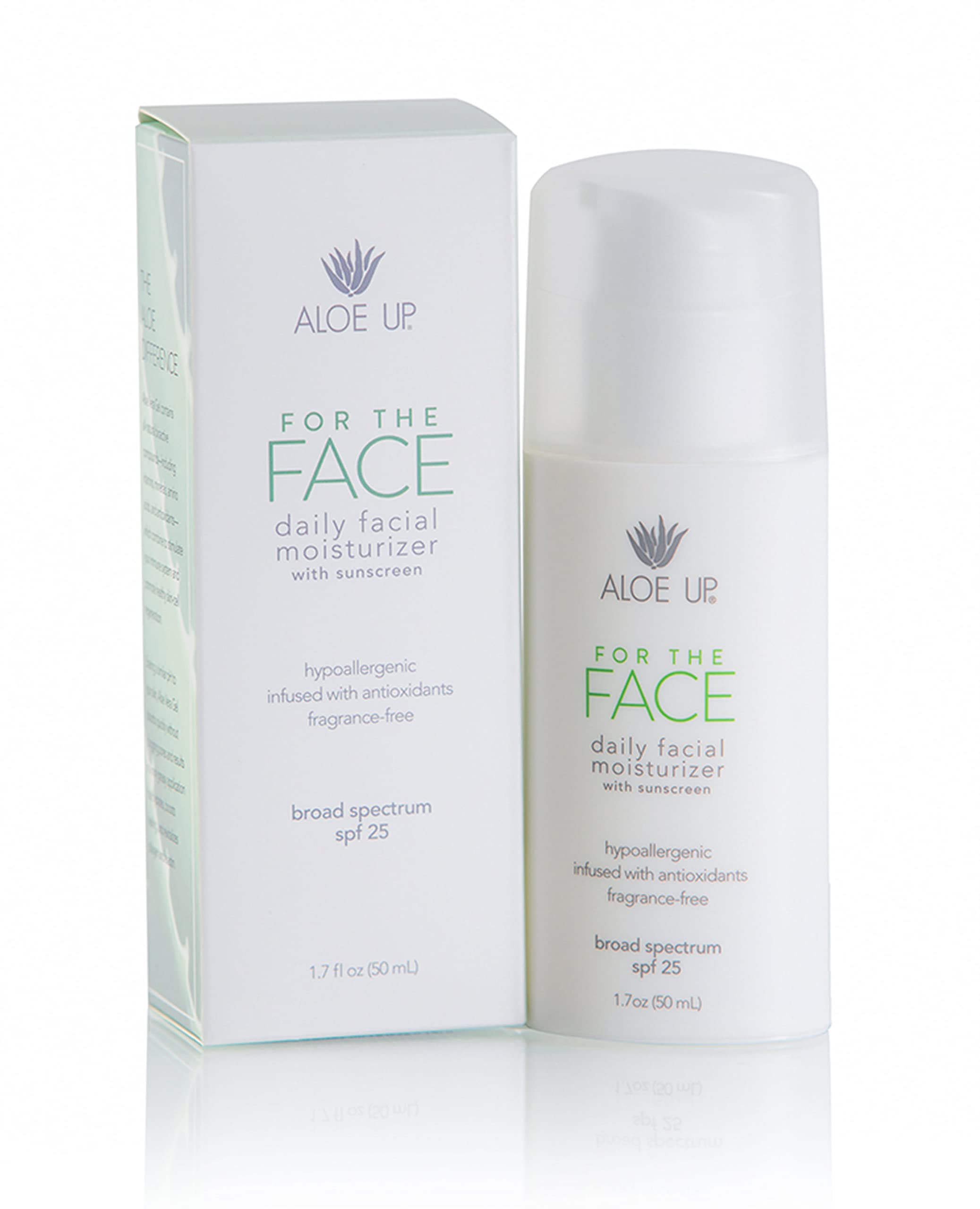 Aloe Up Daily Face Moisturizer with SPF 25 - Non Greasy & Quick Absorbing Sun Skin Care, Reef Friendly & Water Resistant, Aloe Skin Sun Protection, Sunscreen Lotion with UVA/UVB Protection - 1.7 Fl Oz