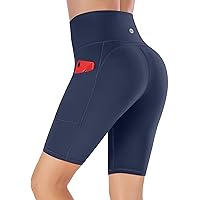 Ewedoos Biker Shorts Women Tummy Control Yoga Shorts with 3 Pockets High Waisted Compression Shorts Gym Workout Running