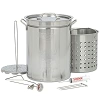 Bayou Classic 1118 32-qt Stainless Steel Turkey Fryer Perfect For Frying Up To 18-lb Turkeys Includes Perforated Poultry Rack and Lift Hook 12-in Stainless Thermometer 1-oz Seasoning Injector