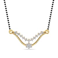 0.14 Cts Round Simulated Diamond Floral Mangalsutra Necklace 14K Yellow Gold Fn