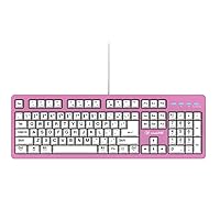 vitalASC 104-Key Large Print Keyboard for Windows and Mac with USB Wired Connection, Spill-Resistant, and Dual Compatibility (Pink)