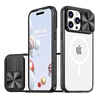 Clear Case Compatible with iPhone 14 Pro MagSafe with Sliding Camera Cover Protector, [Strong Magnets][Anti Yellow] Transparent Acrylic Back Soft TPU Frame, for iPhone 14 Pro 6.1