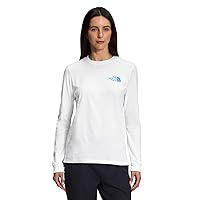 THE NORTH FACE Women's Long Sleeve Brand Proud Tee, TNF White/Apricot Ice Dye Ombre Fill, X-Small
