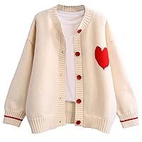 PEHMEA Women' s Cute Cardigans Button Down Sweaters Kawaii Heart Print Y2K Knitwear