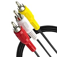 General Electric GE Composite Audio/Video Cable, 12 ft. 3 Pack, RCA Style Plugs 3-Male to 3-Male, Low Loss, for TV, VCR, DVD, Satellite, and Home Theater Receivers, 63539