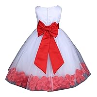 Pink Promise Ivory Wedding Flower Petals Girl Pageant Dress with Bow