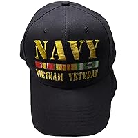 Flakita's Novelties Navy Vietnam Veteran Ribbon Black Cotton Adjustable Embroidered Baseball Hat Cap