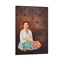 Peranakan Lady Portrait - Traditional Kebaya Costume - Vibrant Southeast Asian Art - Wall Art Deco Poster Canvas Art Poster And Wall Art Picture Print Modern Family Bedroom Decor Posters 12x18inch(30x