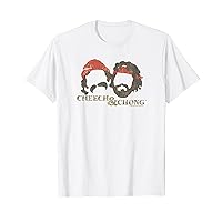Cheech & Chong Faces Outlines Distressed Effect T-Shirt