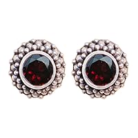 925 Sterling Silver Garnet Gemstone Womens Stud Earrings Handmade Jewelry Design Fashion Earring for Gifts Casuals Party