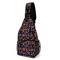 I Love London UK Sling Bag Full Print Crossbody Backpack Shoulder Bag Lightweight One Strap Travel Hiking Daypack