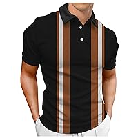 Men's Short Sleeve Polo Shirt Printed Zip Up Slim Fit Golf Shirts Tops Fashion Basic Designed Classic Cut Shirts