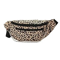 Leopard Print Fanny Packs for Women Cow Print Waist Bag Crossbody Sling Purse Adjustable Belt Bum Bag (6)