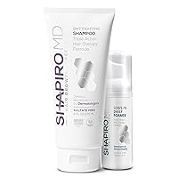 Hair Loss Shampoo and Leave-In Foam Vegan Set | DHT Fighting Vegan Formulas for Thinning Hair Developed by Dermatologists | Experience Healthier, Fuller & Thicker Looking Hair - Shapiro MD | 1-Month