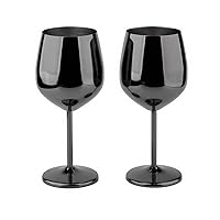Stainless Steel Wine Glass 18oz - Set of 2 Black - 3.6