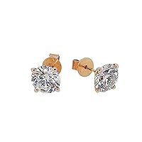 0.75 Carat Round Brilliant Diamond Stud Earrings, Solitaire Prong Lab Grown Diamond, 14K Solid Rose Gold, Classic Minimalist Wedding Jewelry