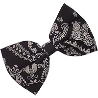 Topkids Accessories Fabric Paisley Print Bow Hair Clip for Girls & Women, Hair Accessories for Girls, Cute Hair Clip for Girls, Bandana Print Bow Clip, Unisex Hair Accessory, Pretty Bow Hair (Black)