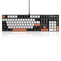 MageGee Mechanical Gaming Keyboard, 104 Keys White Backlit Keyboard with Yellow Switches, USB Wired Mechanical Computer Keyboard for Laptop, Desktop, PC Gamers (Black & White)
