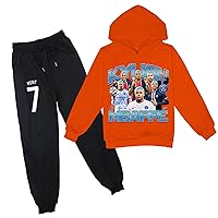 Unisex Kids Mbappe Pullover Hoodie Outfits Novelty Hooded Tops with Jogging Pants Set for Travel,Outdoor