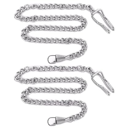 SwitchMe 14.7 inch (37.5 cm) Pocket Watch Chain Purse Chains (Silver 2-Pack)