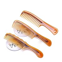 Handle Hair Combs, Wide Tooth Comb Fine Tooth Hair Comb Round Handle Comb Pintail Comb Parting Comb Anti-static for Thick Hair Long Hair and Curly Hair (3 Pieces)