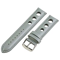 Clockwork Synergy, LLC 18mm Rally 3-hole Smooth Grey Leather Interchangeable Replacement Watch Band Strap