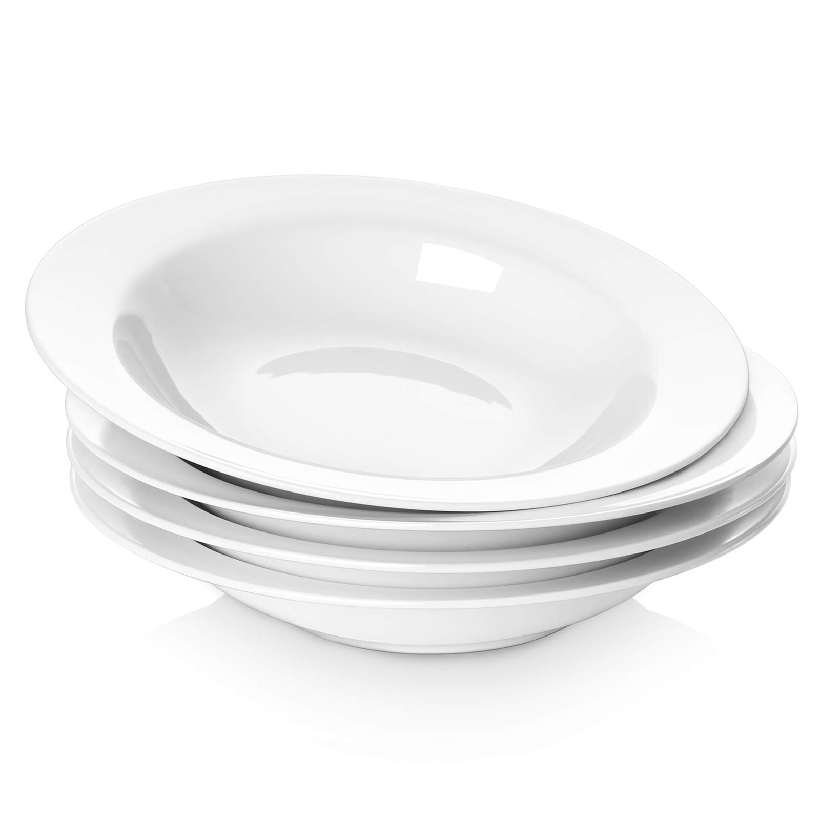 Y YHY Pasta Bowls and Plates,20 Ounces White Soup Bowl Set of 4, Porcelain Bowl Set for Salad, Microwave Oven safe