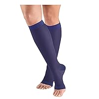 Truform Sheer Compression Stockings, 15-20 mmHg, Women's Knee High Length, Open Toe, 20 Denier, Purple, X-Large