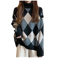 Fashion Women Sweater Autumn and Winter Retro Turtleneck Knitted Pullover Loose Fashion Keep Warm Sweater