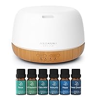 Essential Oil Diffuser with Essential Oils Blends Set, 300ml Small Cute Aroma Diffuser with 7 Color LED Light