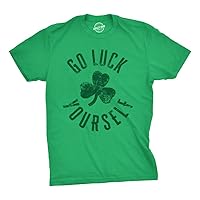 Mens Go Luck Yourself T Shirt Funny Sarcastic Shamrock Tee Saint Patricks Day
