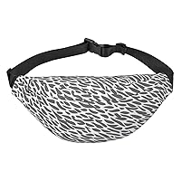 Black Zebra Print Pattern Waist Bag For Women And Men Fashion Large Fanny Pack With Adjustable Strap For Sports Running