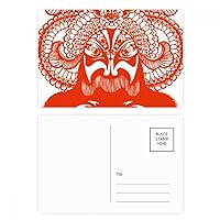 Peking Opera Facial Head Red Paper-cut Postcard Set Birthday Mailing Thanks Greeting Card