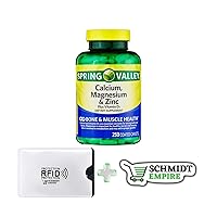 Spring Valley Calcium, Magnesium and Zinc + Vitamin D3-250 Ct Coated caplets + 1 Card Protector SchmiidtEmpire + Sticker