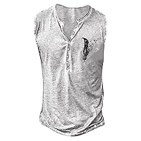 Mens Tank Tops Summer Fashion Sleeveless Shirts Retro Vest Casual Basic Tee Button Print T Shirt