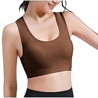 Women's Cotton Wireless Bralette Longline Full Coverage Sports Bras Medium Impact Padded Racerback Workout Crop Tops