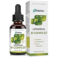 Liposomal B Complex Liquid Drops with Active Forms of All B Vitamins-2 Month Supply(60ML)-High Potency Vitamin B Complex Liquid Vitamins -B1, B2, B3, b5, B6, Biotin, Folate, Methylated B12