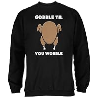 Old Glory Thanksgiving Gobble Til You Wobble Black Adult Sweatshirt - X-Large
