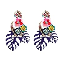 Lureme Gorgeous Colorful Sequin Flower Floral Leaf Stud Earrings for Women and Girls (er006023)