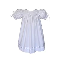 Carouselwear Girls Christening Special Occasion White Bishop Dress with Ribbons