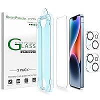 amFiIm 2 pack Tempered Glass Screen Protector + Camera Lens Protector for iPhone 14 6.1