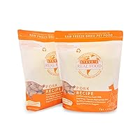 Steve's Real Food Freeze-Dried Raw Food Diet for Dogs and Cats, 2-Pack, Pork Recipe, 1.25 lbs in Each Bag, Made in The USA, Pour and Serve Nuggets, Vegetarian Fed & Free Range