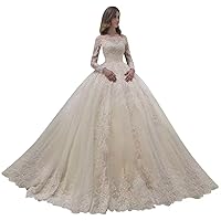Elegant Lace up Corset Wedding Dresses for Bride Long Sleeve Off Shoulder Sequins Bridal Ball Gowns Train