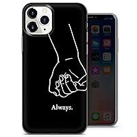 For iPhone 11 - Black Sweet Couple Love Phone Case, Always Forever Cover - Thin Shockproof Slim Soft TPU Silicone - Design 1 - A112